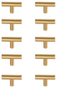 Elegant Decor PL400-1-BR-10PK Quinn Brass T Bar Pull Multipack, Set of 10