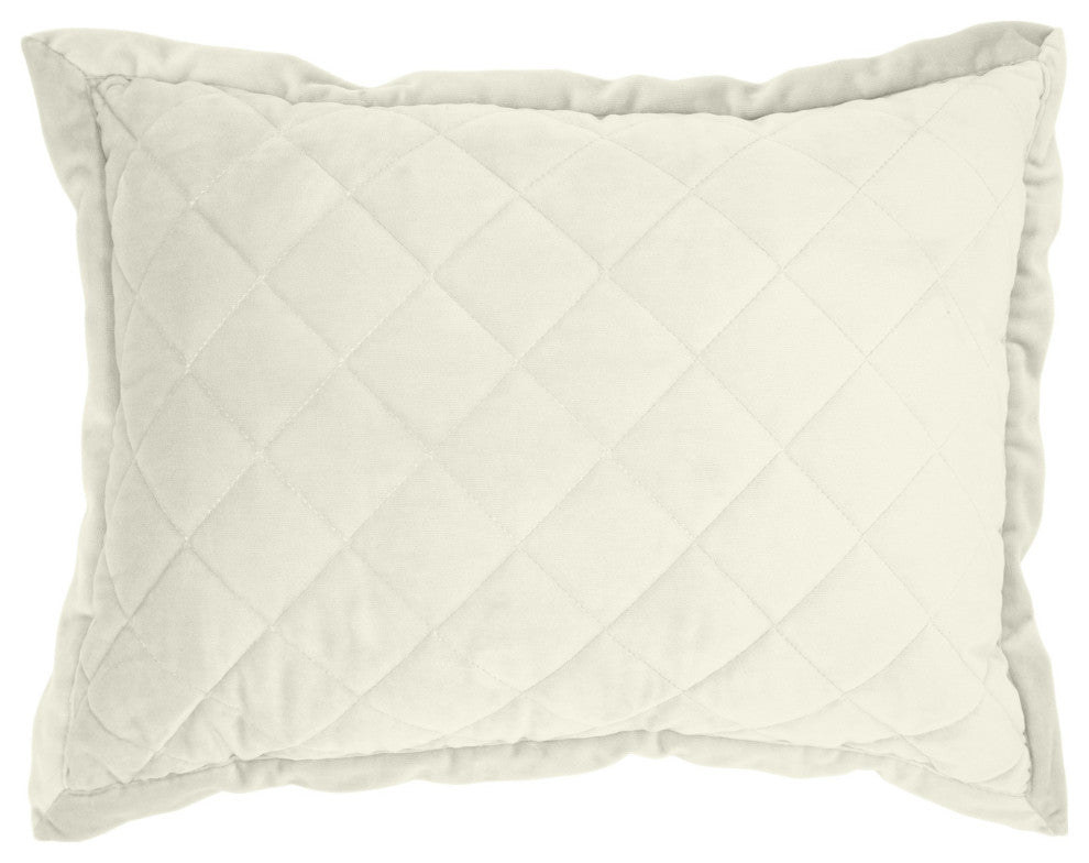 Velvet Diamond Quilted Boudoir Pillow, 12"x16", Cream, 1 Piece