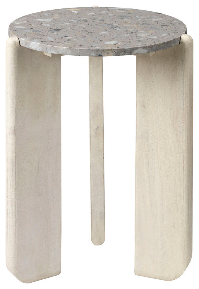 Quarry Wood and Terrazzo Stone Side Table