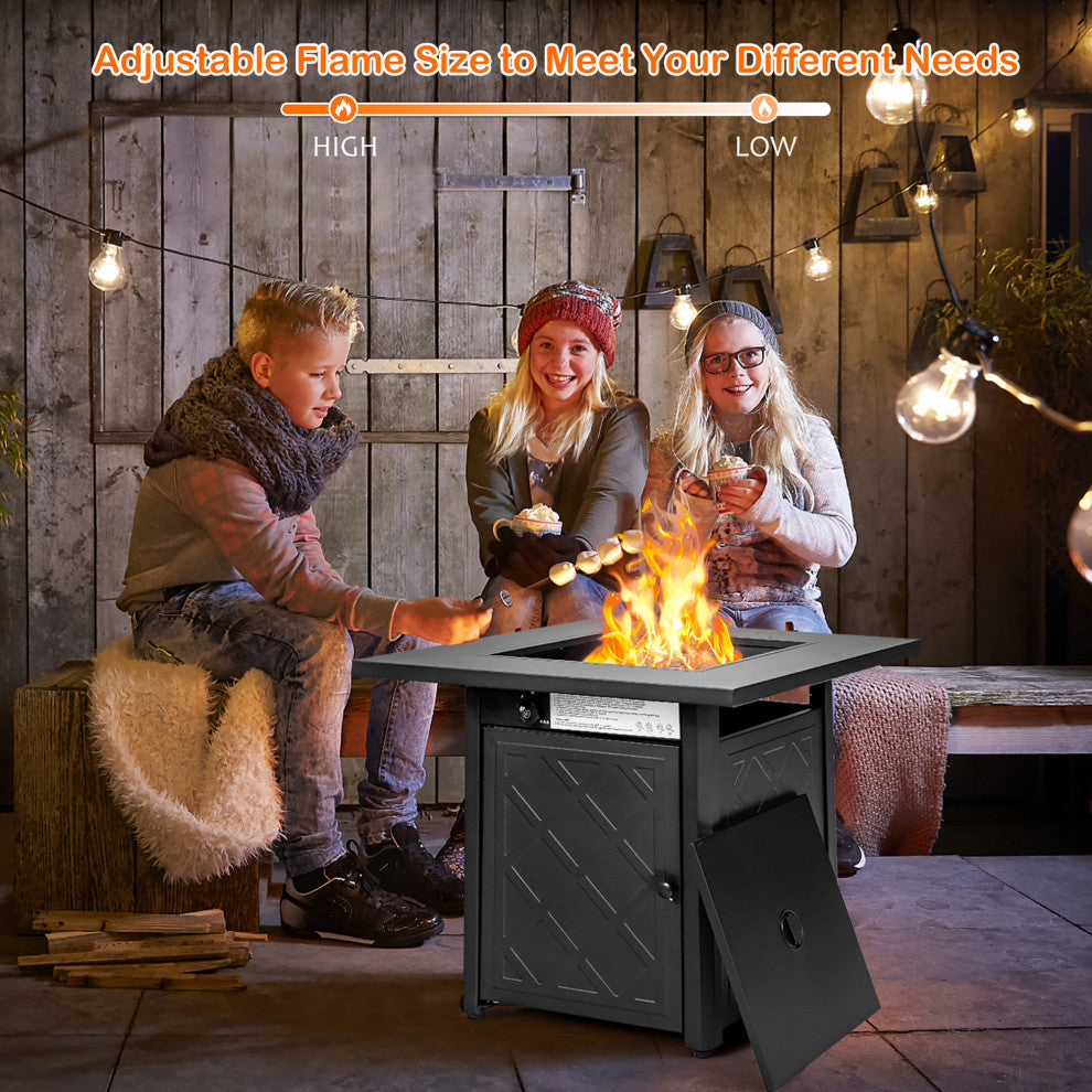 Costway 28" Propane Fire Pit Table 50,000 BTU Patio Gas Fireplace W/ Lava Rock