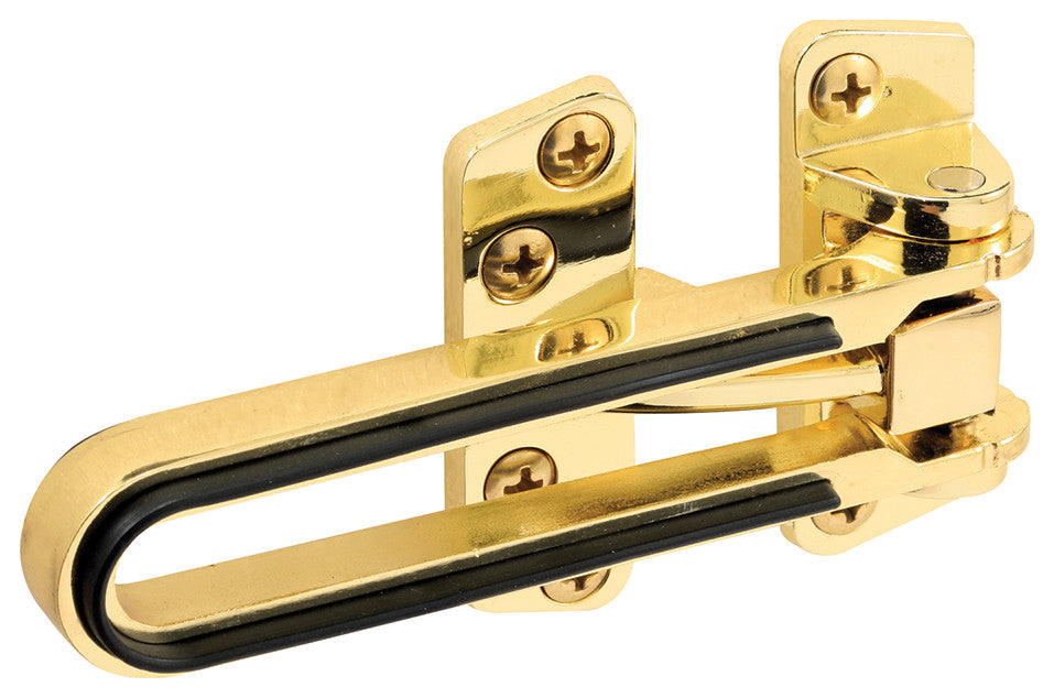 Swing Bar Lock, Features Rubber Bumper, Diecast Zinc, Brass Plated Finish