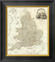 "Composite: England, Wales, 1790" Framed Canvas Giclee by John Rocque, 16x20"