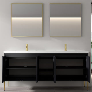 Flutie 72" Bathroom Vanity Kit, Charcoal With White Sink