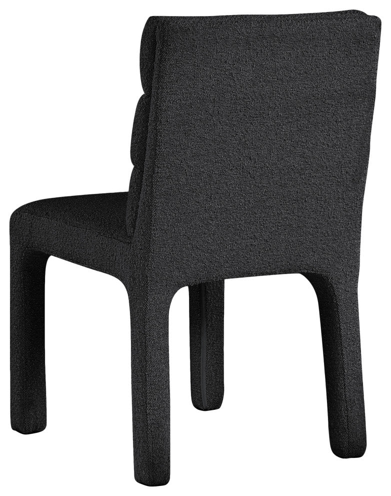 Kai Upholstered Dining Chair, Black, Boucle Fabric, Set of 2