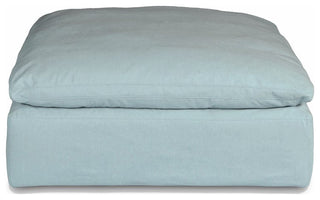 5-Piece Slip-Covered L-Shaped Sectional Sofa With Ottoman, Ocean Blue