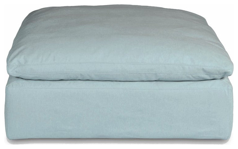 5-Piece Slip-Covered L-Shaped Sectional Sofa With Ottoman, Ocean Blue