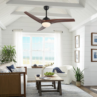 Sully 52" App/Remote 6-Speed LED Ceiling Fan, Neutral Brown Wood/White