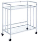 Coaster Cara Contemporary Rectangular Glass Bar Cart in Chrome and Clear