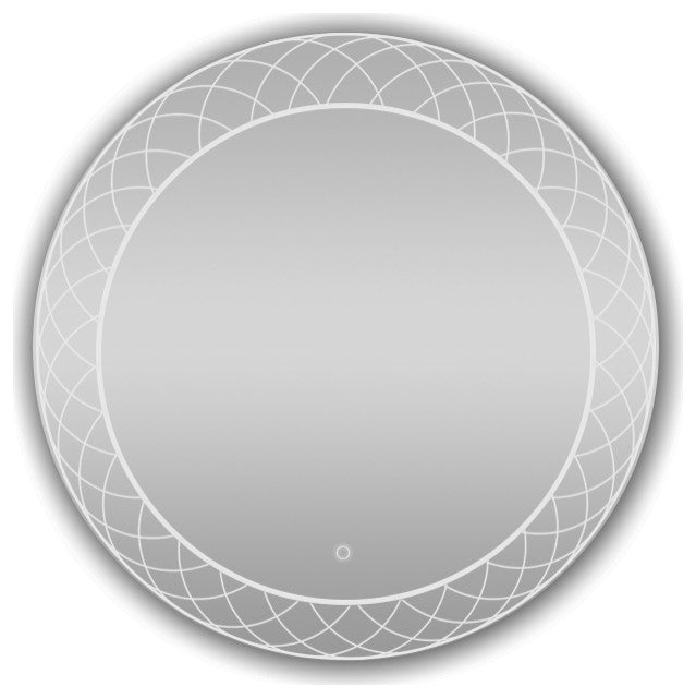 24" Frost, LED Lighted Round Mirror With Dimmer, Defogger, Touch Control.