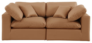 Comfy Upholstered Modular Sofa, Cognac, 2-Piece: 2 Corner Chair, Vegan Leather