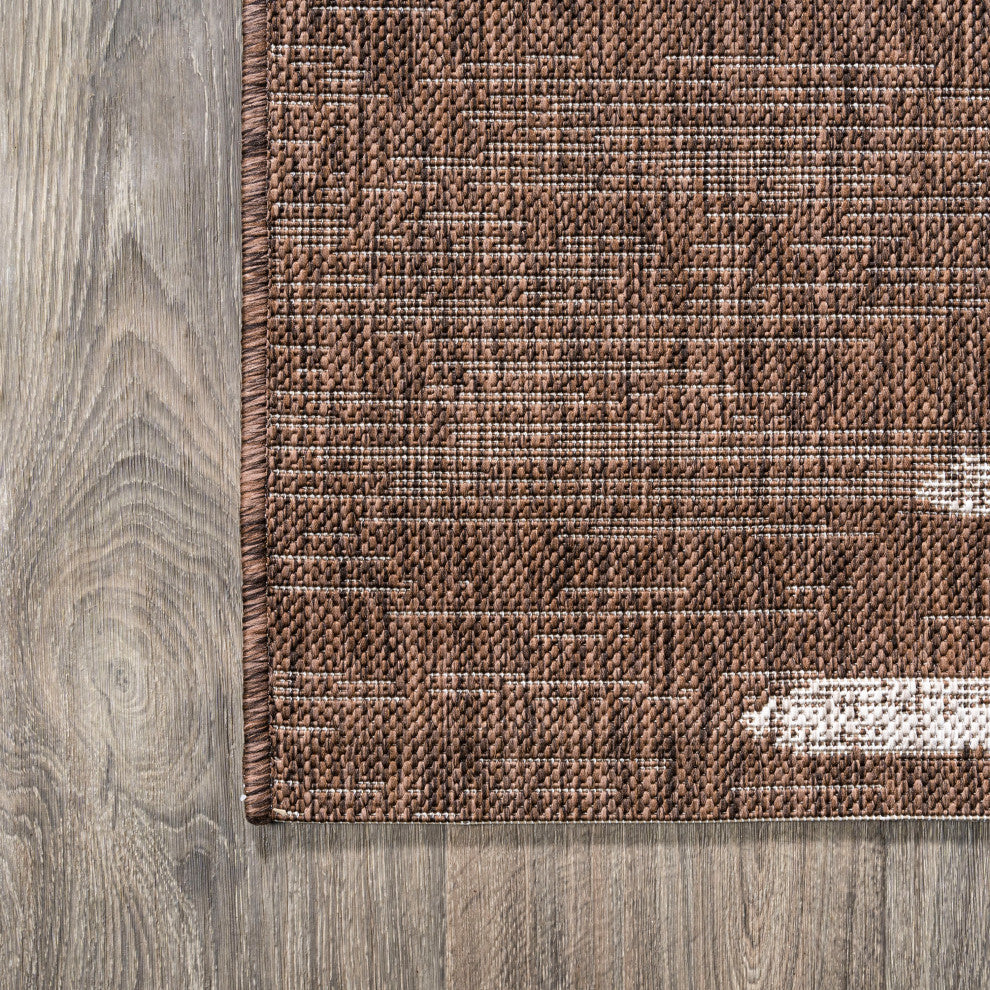 Zolak Berber Stripe Indoor/Outdoor Rug, Brown/Beige, 2 X 10
