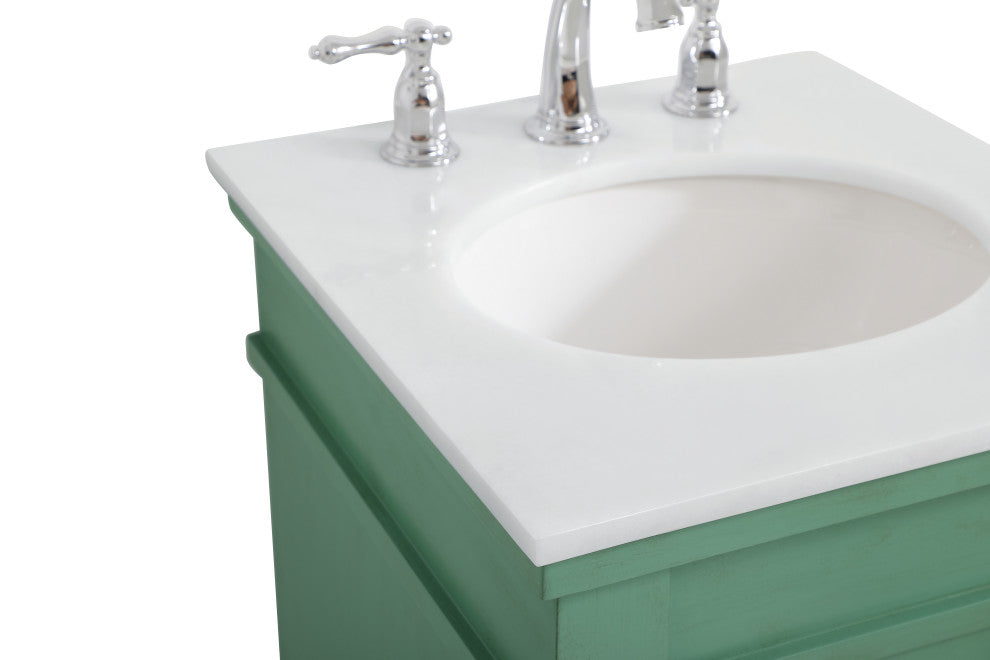 18.5" Single Bathroom Vanity, Vintage Mint With Ivory White Engineered Marble