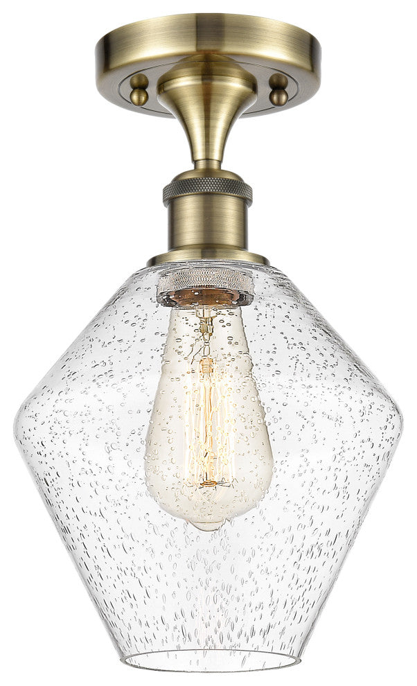 Innovations 516-1C-AB-G654-8 1-Light Semi-Flush Mount, Antique Brass