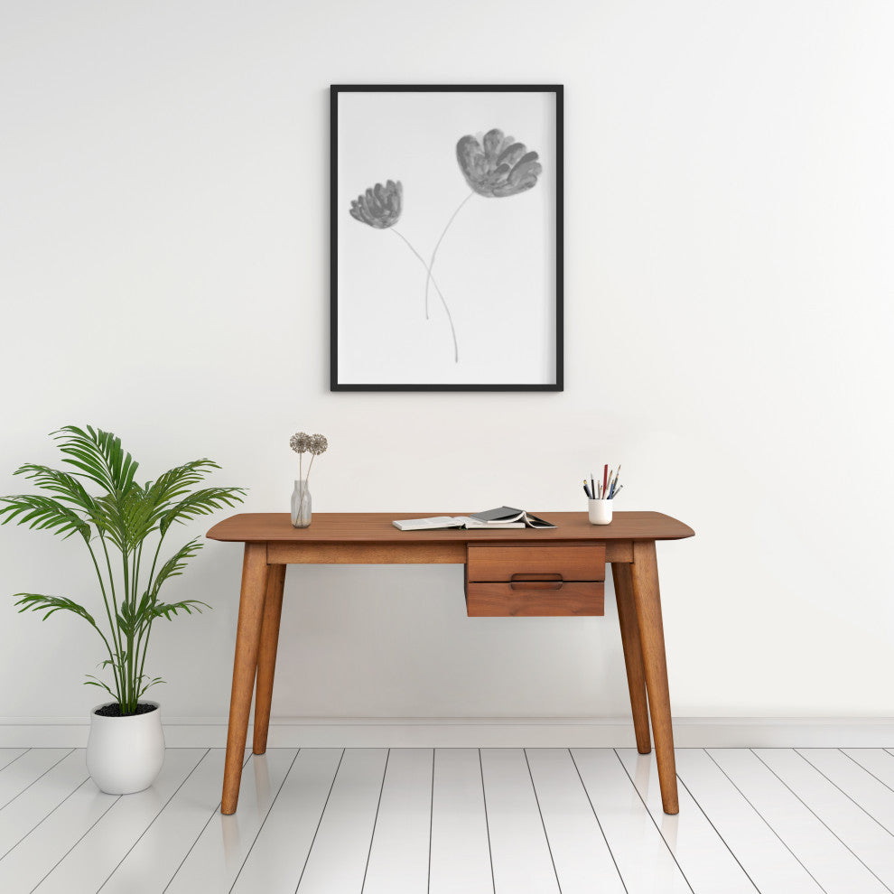 Walnut Home Desk With 2-Drawers