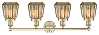 Chatham 4-Light 34" Bath Vanity Light, Antique Brass Finish, Clear Shade