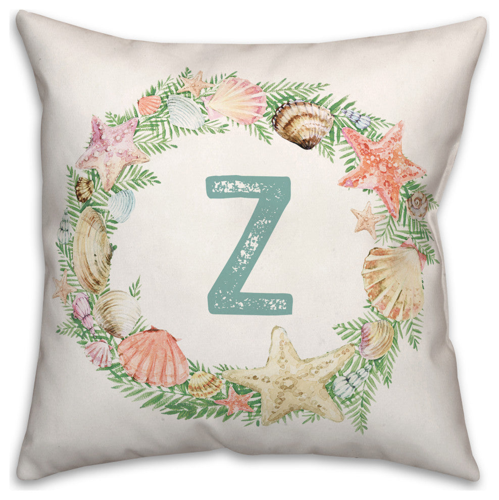 Coastal Christmas Monogram Z 18x18 Spun Poly Pillow