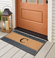 Rosewood Black/Beige 24"x36" Rubber And Coir Monogrammed Doormat, C