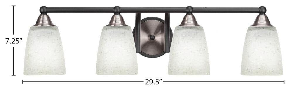 Paramount 4-Light Bath Bar, Matte Black/Brushed Nickel, 4.5" White Muslin