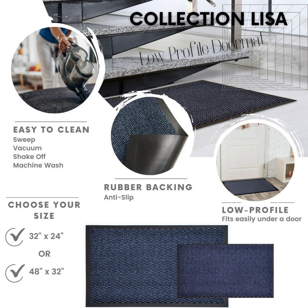 Indoor Large Door Mat Lisa 48 L x 32 W Inch PP-PVC - Blue