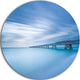 Industrial Pier In The Sea, Seascape Photo Round Metal Wall Art, 36"