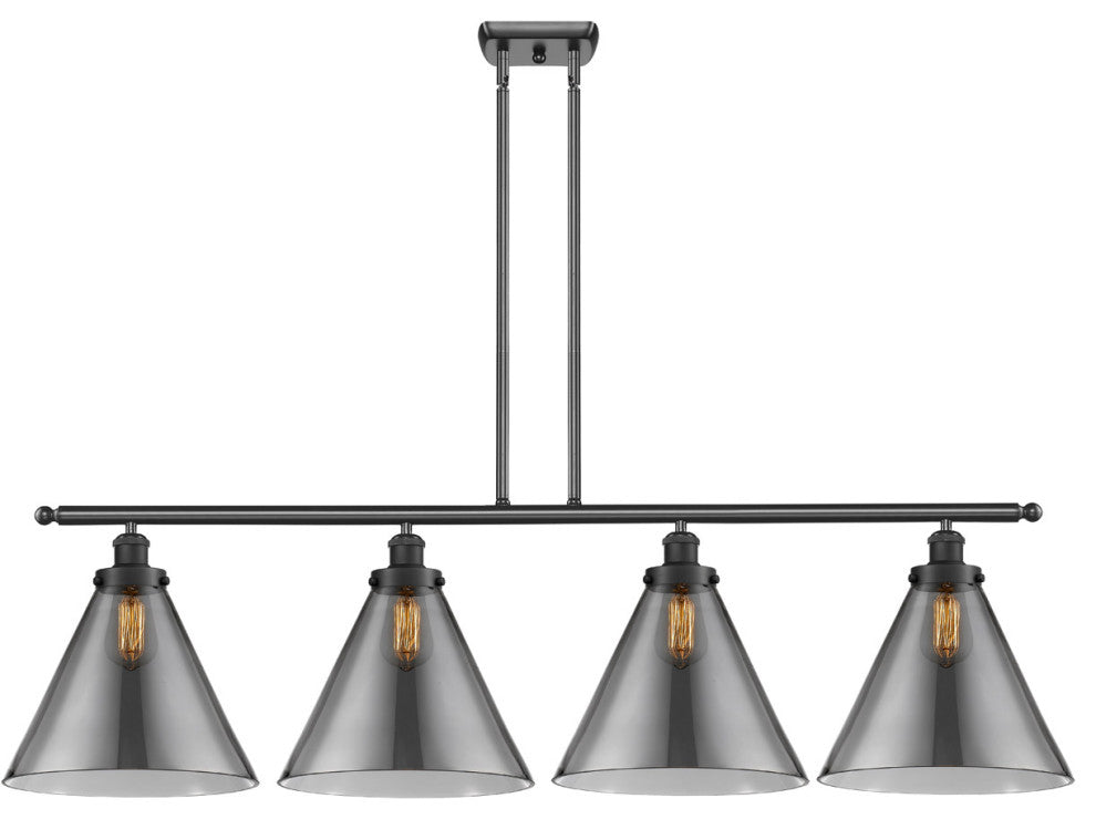 Innovations 916-4I-BK-G43-L Cone 12" 4 Light Island Light, Matte Black