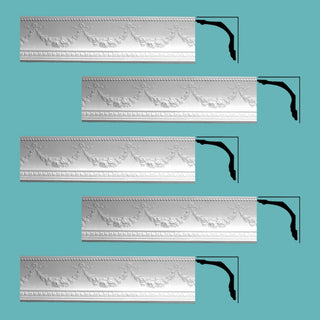 Ornate Cornice White Urethane Floral Bunting  5 Pcs   378.75" Length