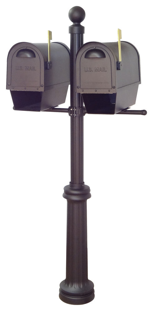 Classic Mailboxes With Newspaper Tube & Fresno Double Mount Mailbox Post