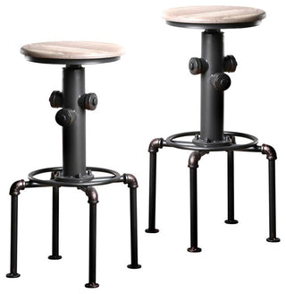 Furniture of America Zina Industrial Metal Bar Stool in Antique Black (Set of 2)