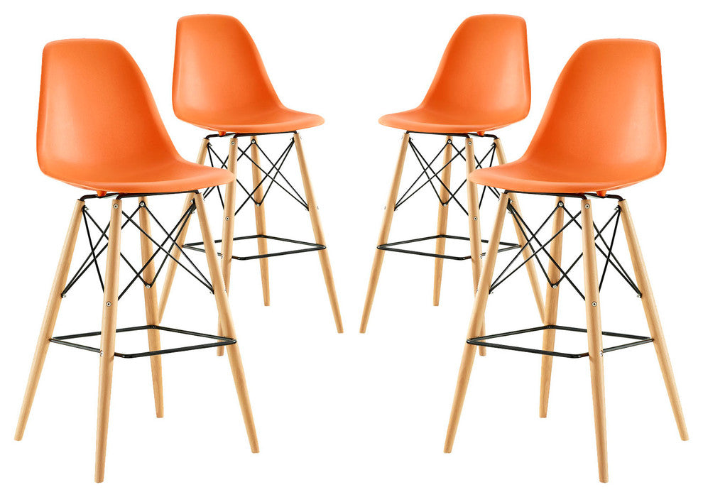 Modern Orange Pyramid Dining Side Bar Stool Set of 4