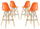 Modern Orange Pyramid Dining Side Bar Stool Set of 4