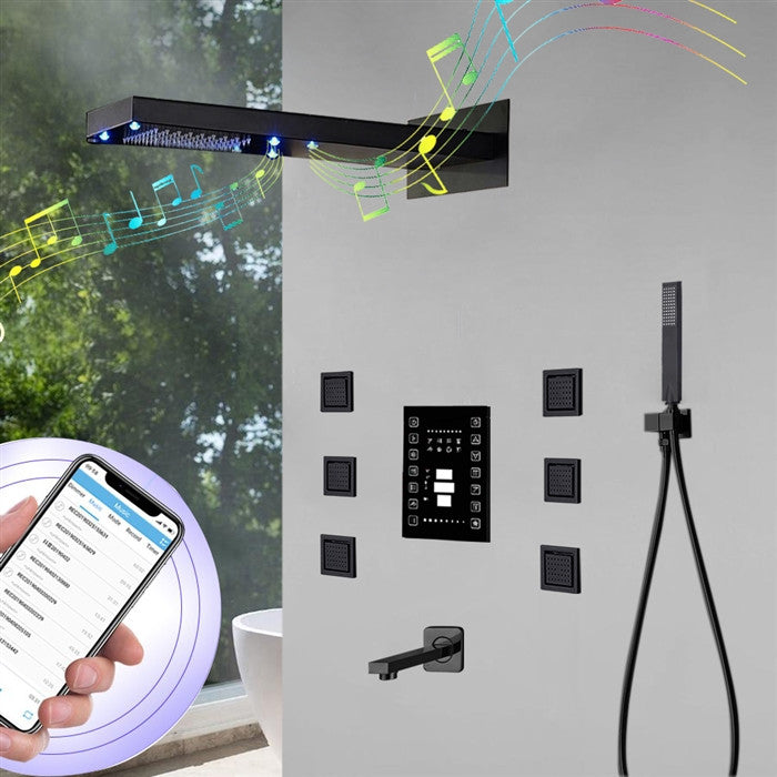 Varese 22" Musical 6 Functions Shower System With 6 Jetted Body Sprays, Non LED