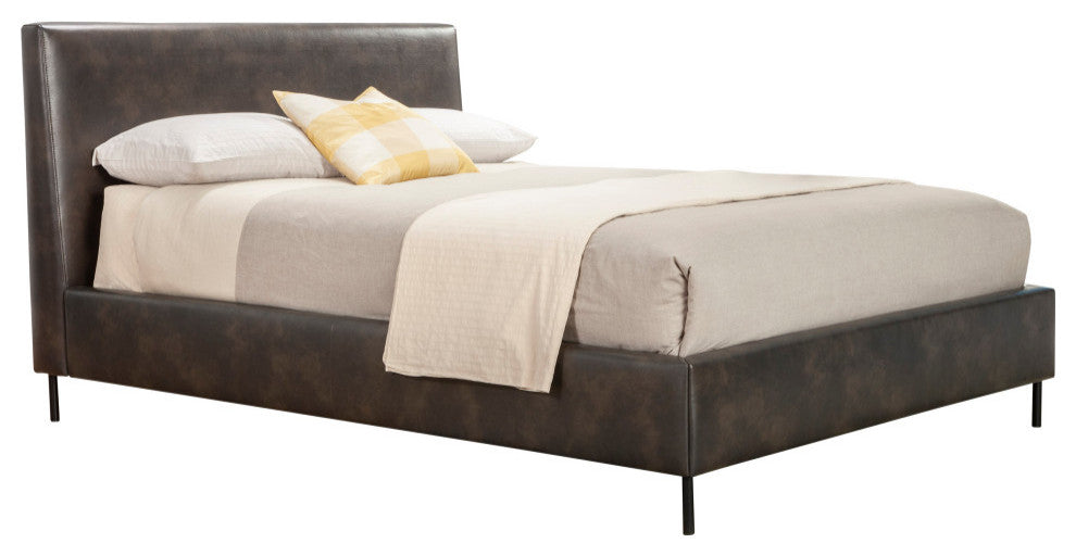 Sophia Queen Faux Leather Platform Bed, Gray