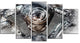 Motorcycle Engine Watercolor, Contemporary Canvas Art Print, 60"x32", 5 Panels