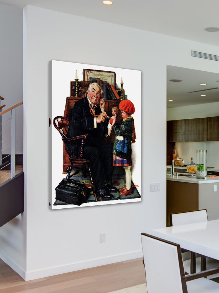 "Doctor and the Doll" Painting Print on Canvas by Norman Rockwell