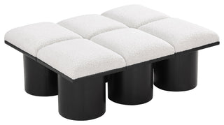 Pavilion Boucle Fabric Upholstered 6-Piece Modular Bench, Cream, Black Finish