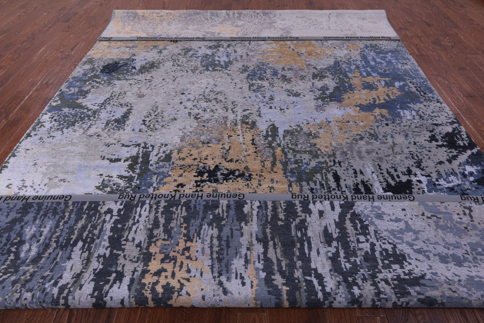 10' 0" X 14' 0" Abstract Wool & Silk Handmade Rug - Q14862
