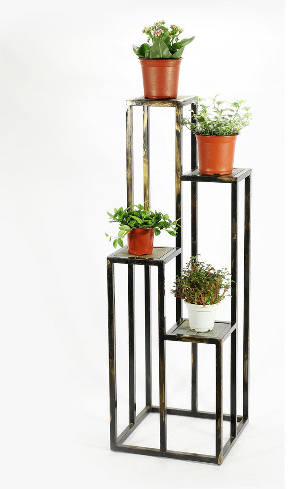 47.25" 4 Tier Gray Stone Slab Cast-Iron Plant Stand