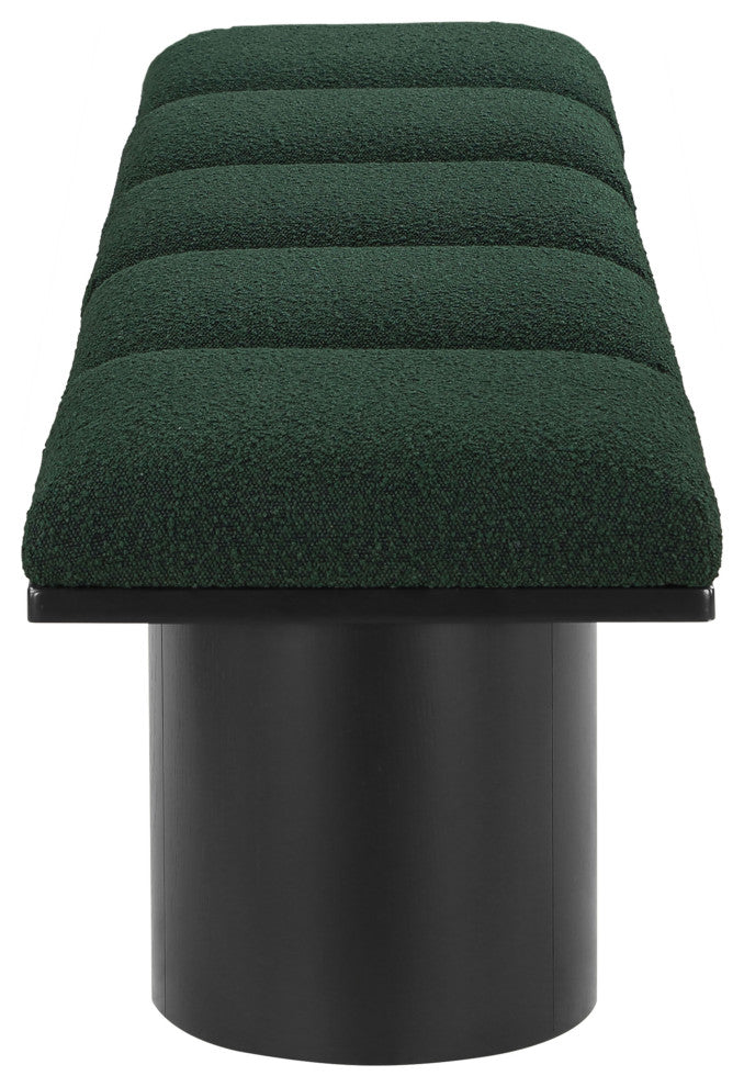 Pavilion Boucle Fabric Upholstered 5-Piece Modular Bench, Green, Black Finish