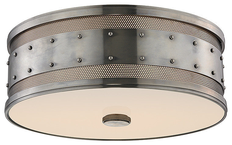 Gaines, 16" Flush Mount, Historic NIckel Finsih