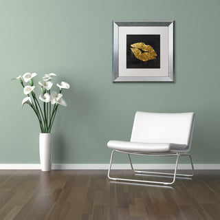 Color Bakery 'Golden Lips' Matted Framed Art, Silver Frame, White Mat, 11x11