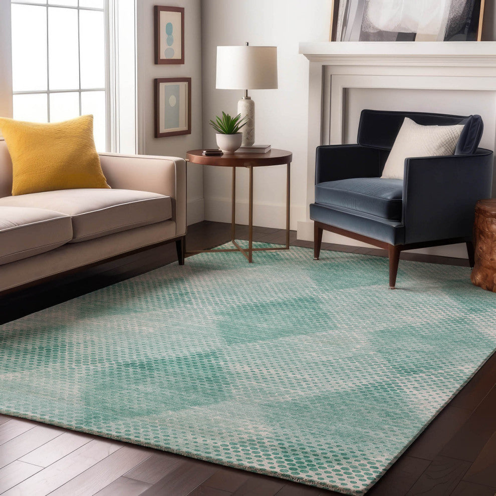 Premium Machine Washable Mayfield AMF539 Teal 9' x 12' Rug