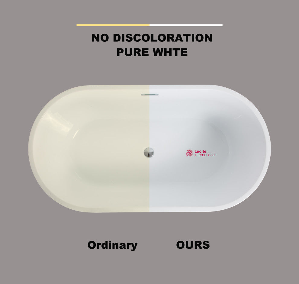 Acrylic Freestanding Bathtub With Chrome-Plated Drain Cover and Overflow Cover, 67"