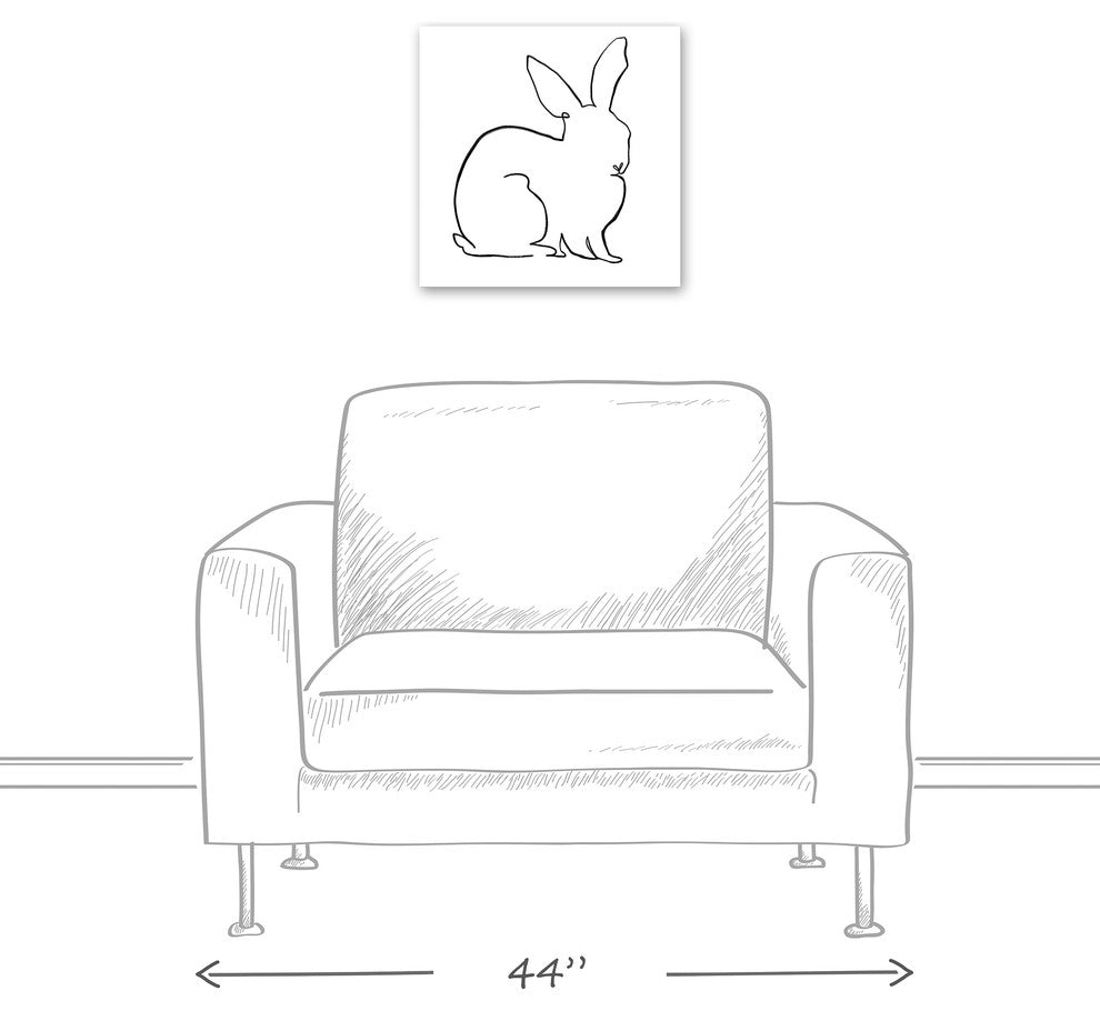 Simple Rabbit Sketch 16x16 Canvas Wall Art