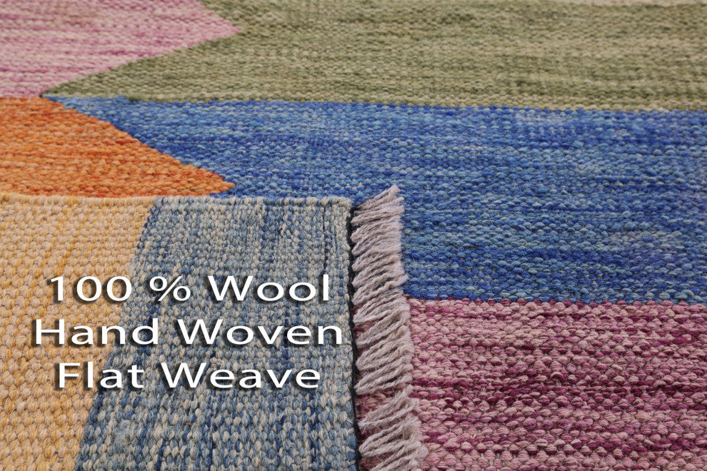 9' 6" X 12' 0" Kilim Flat Weave Wool On Wool Rug - Q12588