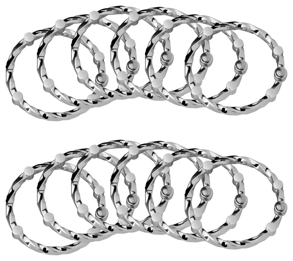 Utopia Alley Shower Hooks - Shower Curtain Rings for Bathroom, Set of 12, Chrome