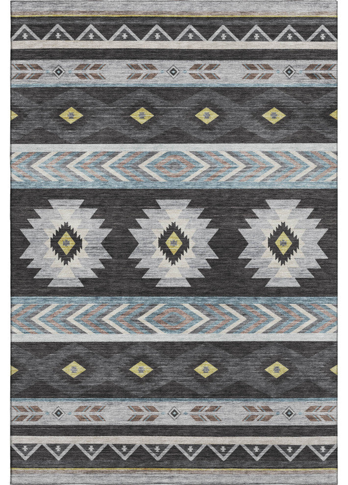 Addison Premium Washable Mayfield AMF178 Black 5' x 7'6" Rug