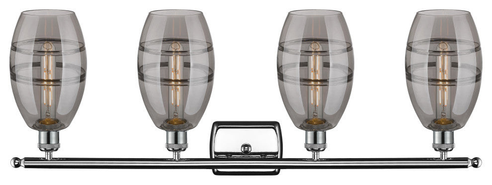 Ballston-Vaz 4-Light 36" Bath Vanity Light, Polished Chrome, Light Smoke
