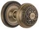 Rope Rosette Privacy Egg and Dart Door Knob, Antique Brass