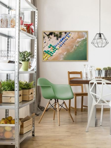 "Beach Umbrellas" Framed Painting Print, 36"x24"