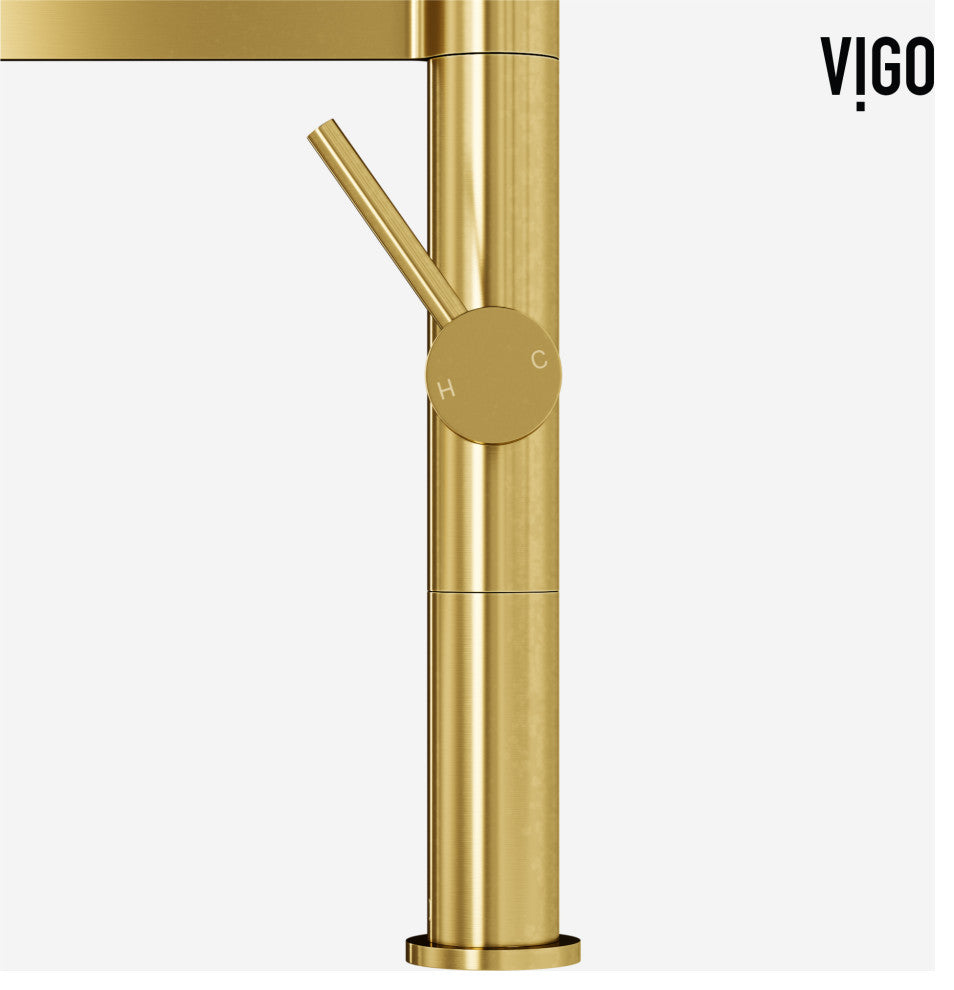 VIGO Edison Pro 20" H Single Handle Pull-Down Sprayer Kitchen Faucet, Matte Brushed Gold